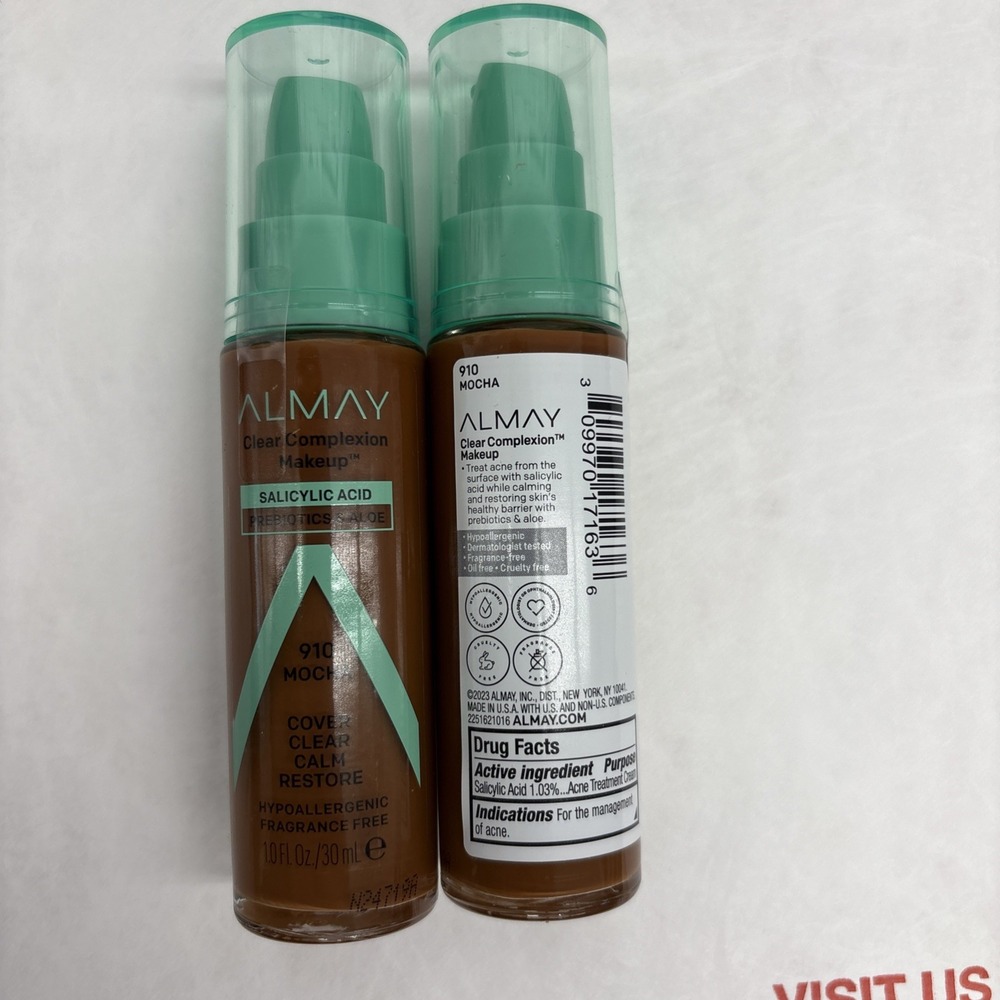 Almay Clear Complexion Makeup 910 Mocha Salicylic Acid Foundation 2 Pack‎ 1.0oz